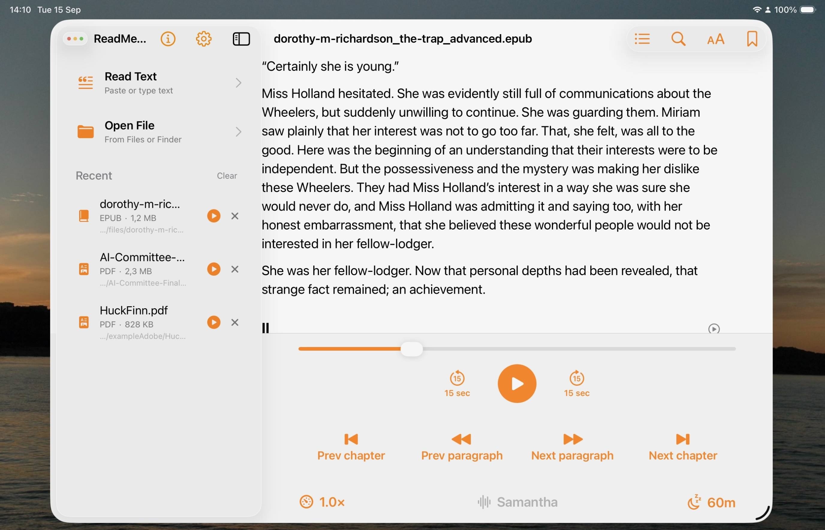 README.aloud on iPad — screenshot 2