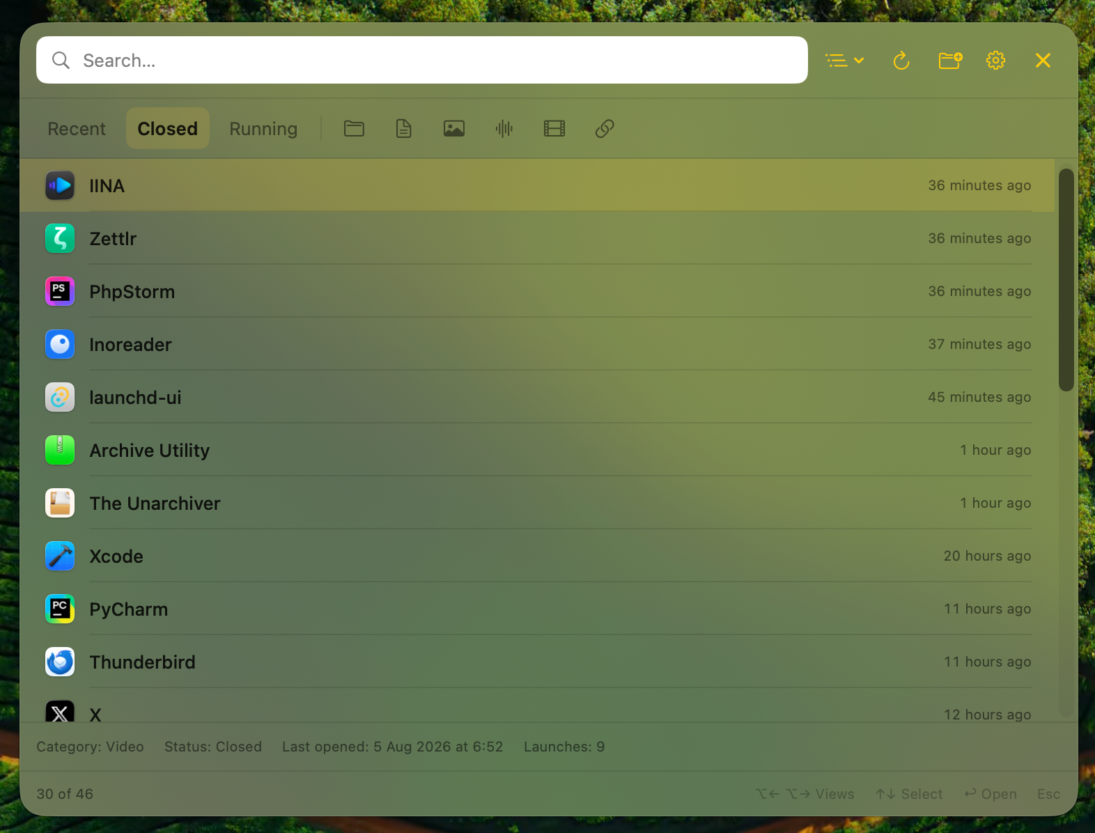 lastOpened application screenshot