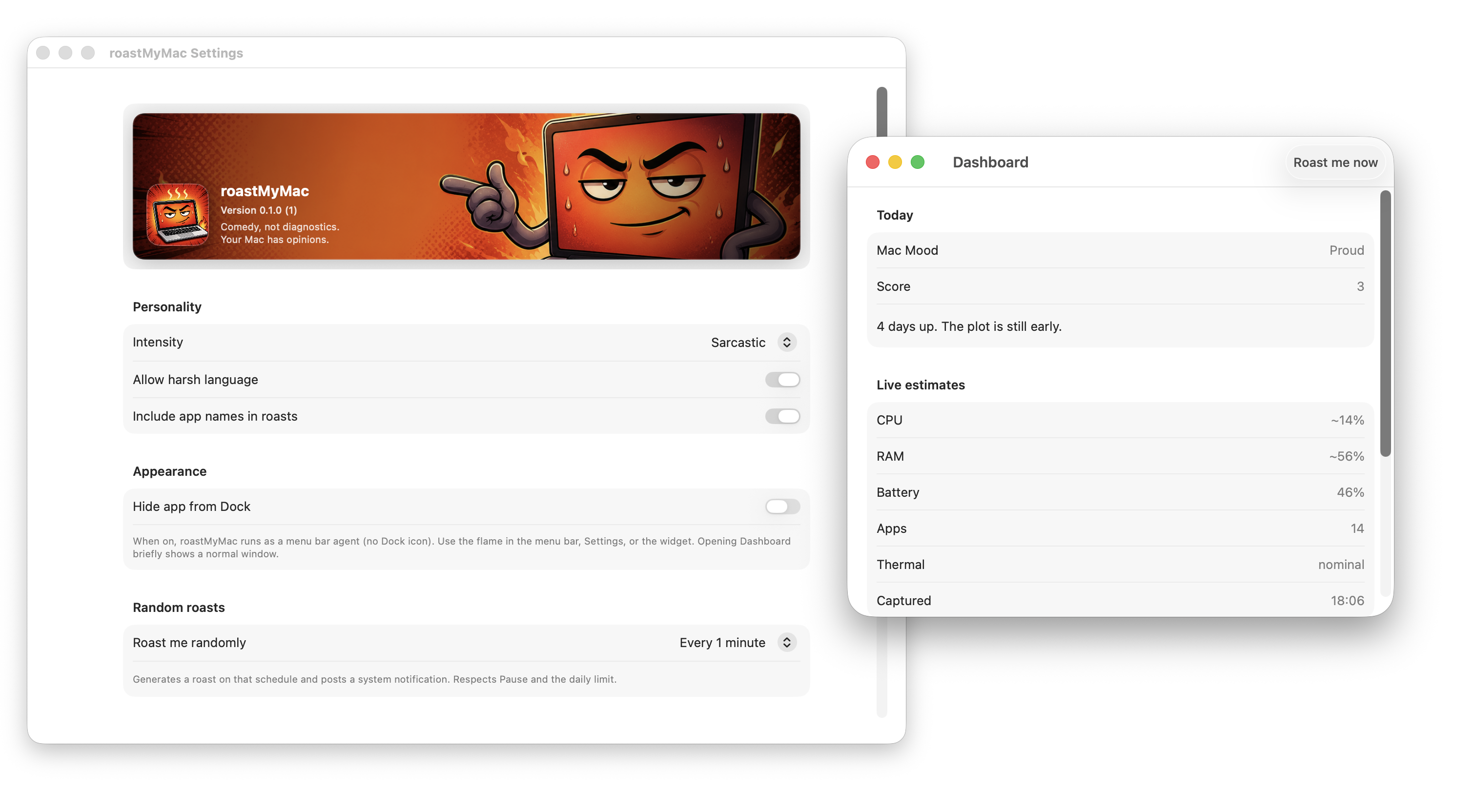RoastMyMac app preview